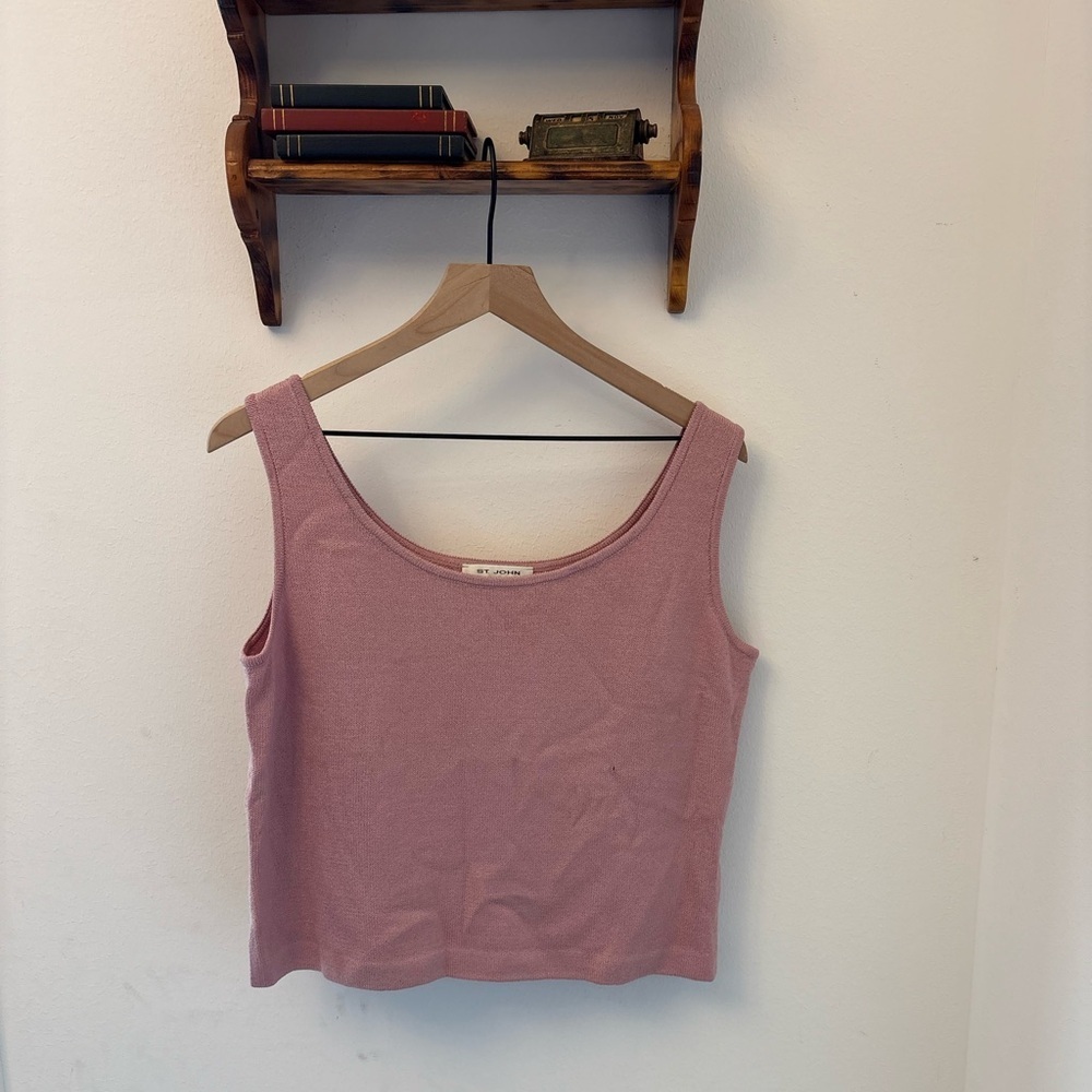 St. John Knit Tank Top Large Sleeveless  Scoop Neck Shell Classic Minimalist